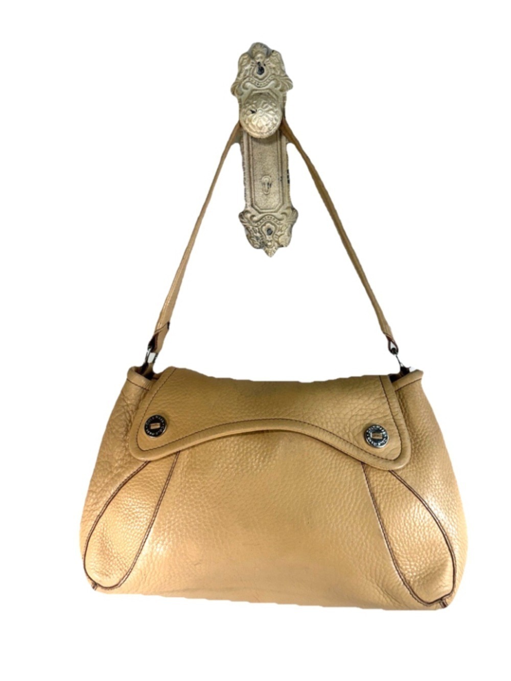 Cole Haan beige pebbled leather hobo shoulder bag